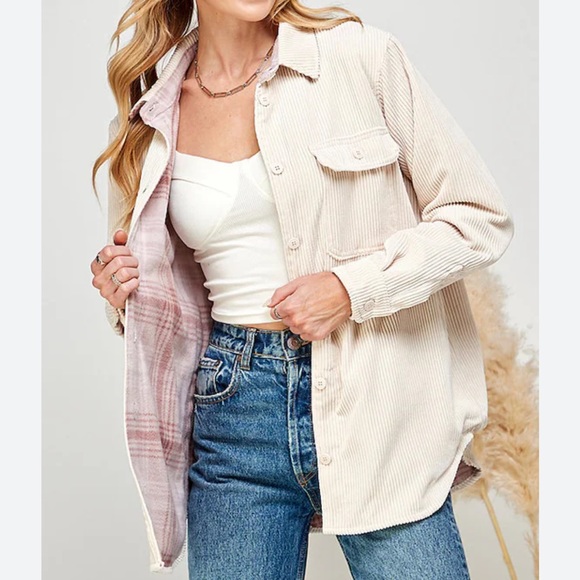 Love Tree Plaid Button Up Shacket